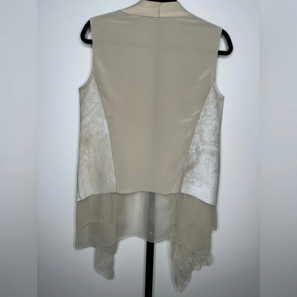 Elie Tahari Betsy Distressed Leather & Silk Vest - Luxury Meets Edgy Elegance